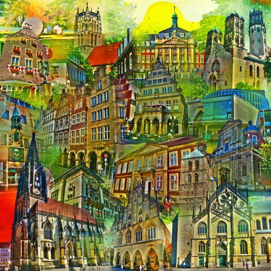 RAY - RAYcities - Münster 1 - Collage - 100 x 100 cm