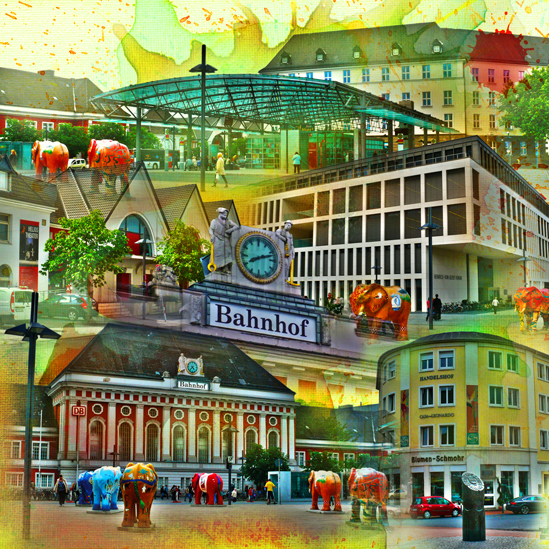 RAY - RAYcities - Hamm - Collage - Bahnhofsquartier - 100 x 100 cm