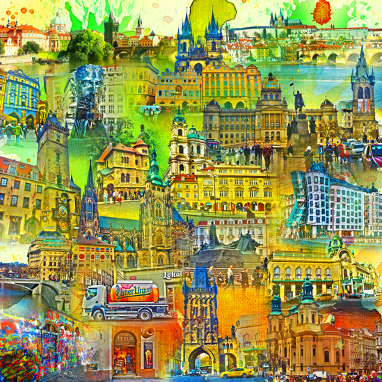 RAY - RAYcities - Prag - Collage - 70 x 70 cm